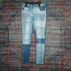 Venus womens dark medium light wash distressed patchwork skinny jeans 8x30 EUC